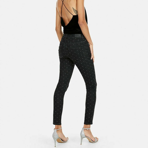 Express Mid Rise Rhinestone Studded Ankle Legging - Picture 2 of 8